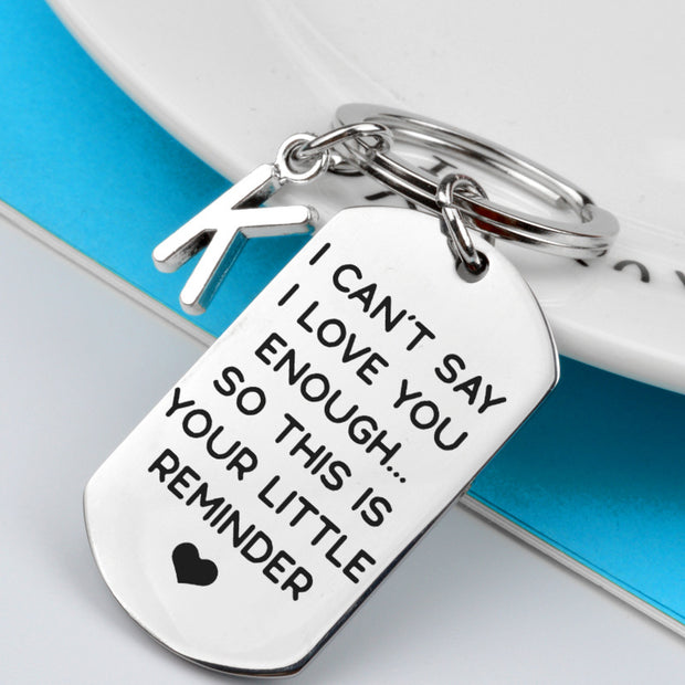 Couples Stainless Steel Key Chain with a Personized Initial